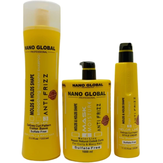 پک 3 تایی نانوگلوبال زرد شامل : شامپو، ماسک و کرم